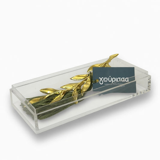 Μεταλλικό Κλαδί Ελιάς Σε Κουτί Plexi Glass