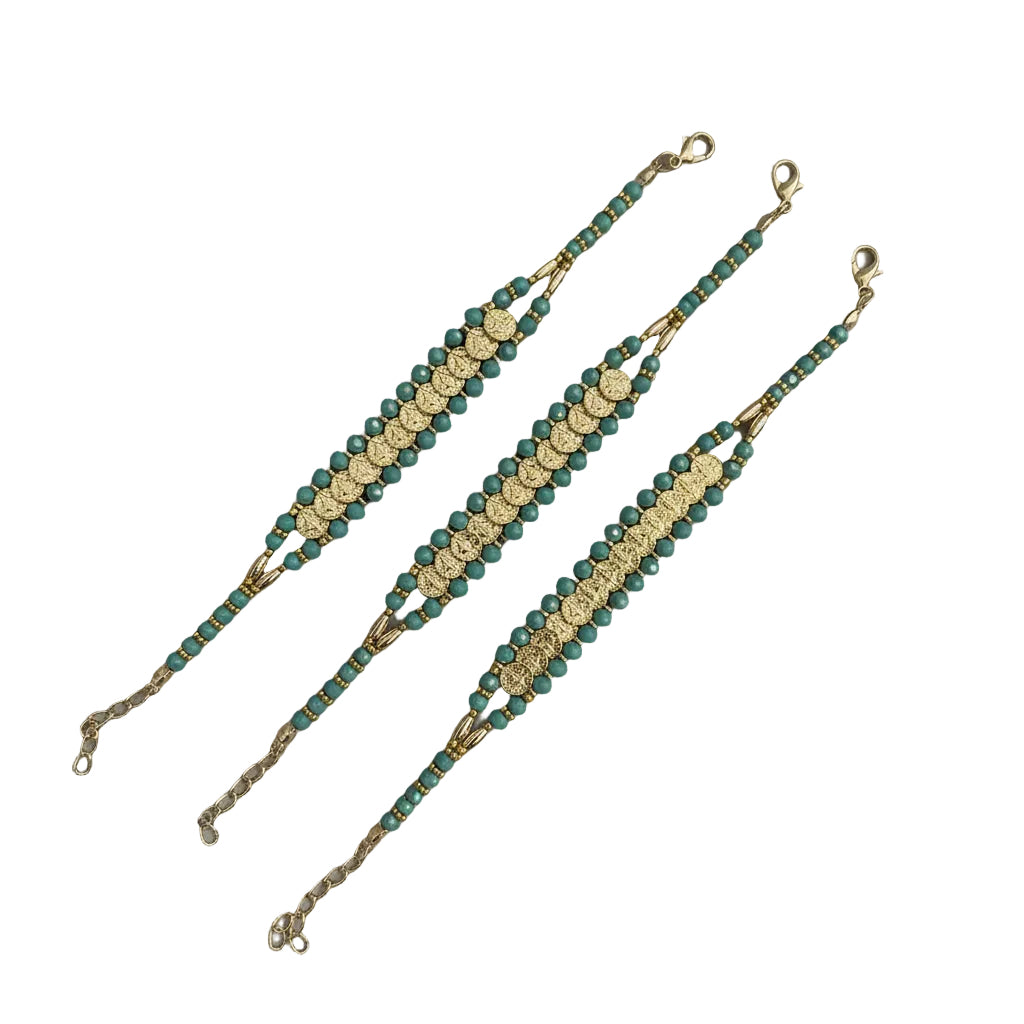 Γαλαζοπράσινο Βραχιόλι Με Φλουριά