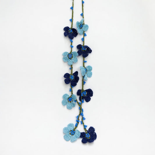 Κολιέ Με Λουλούδια & Χάντρες Πλεγμένο Στο Χέρι